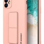 Back panel cover iLike Samsung Galaxy A22 5G Kickstand Case Silicone Stand Cover Pink