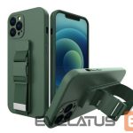 Back panel cover iLike Samsung Galaxy A22 5G Rope case gel TPU airbag case cover with lanyard Dark Green