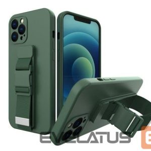 Back panel cover iLike Samsung Galaxy A22 5G Rope case gel TPU airbag case cover with lanyard Dark Green