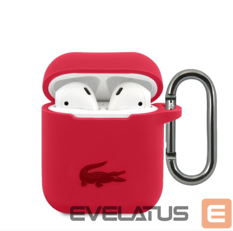 Headphone case Lacoste Apple Airpods 1/2 Liquid Silicone Glossy Printing Logo Case Red