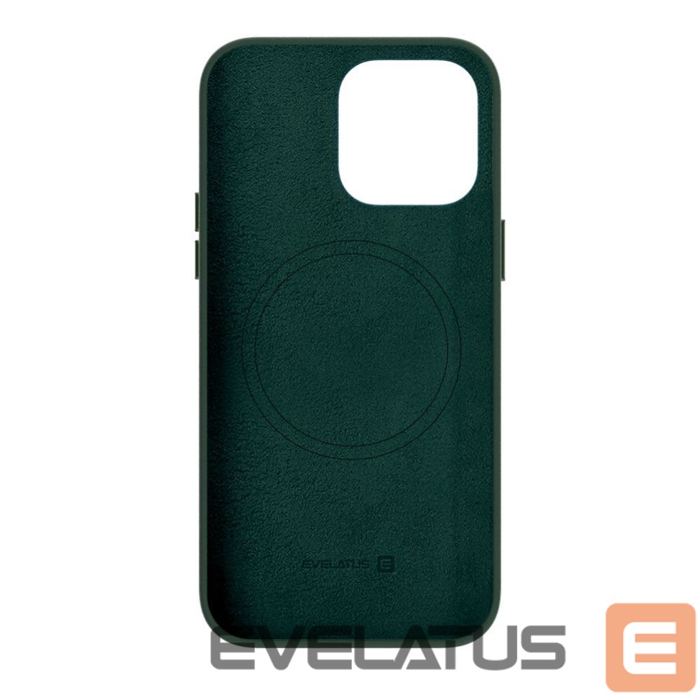 Back panel cover Evelatus Apple iPhone 14 Genuine Leather Case with MagSafe Dark Green