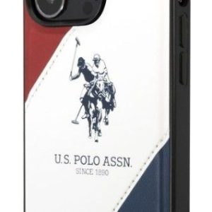 Back panel cover U.S Polo Apple iPhone 14 Pro Leather Double Horse Case White Blue