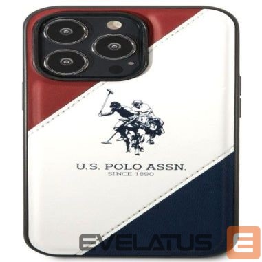 Back panel cover U.S Polo Apple iPhone 14 Pro Max Leather Double Horse Case White Blue