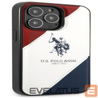 Back panel cover U.S Polo Apple iPhone 14 Pro Max Leather Double Horse Case White Blue