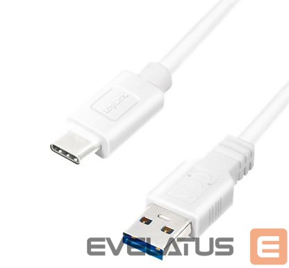 Cable Logilink USB 3.2 Gen 1x1 Cable CU0174 1 m, White, USB-A Male, USB-C Male