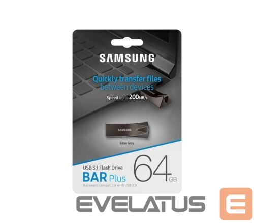 Flash drive Samsung Samsung BAR Plus MUF-64BE4/APC 64 GB, USB 3.1, Grey