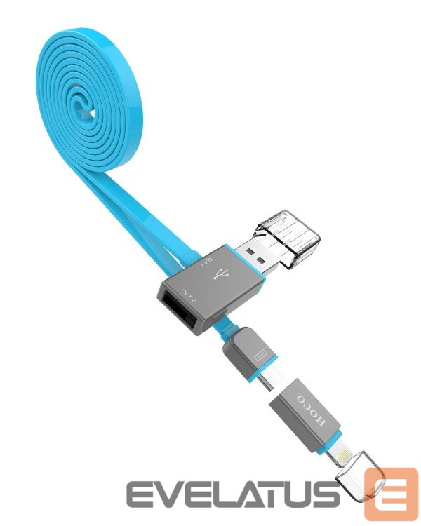 Cable Hoco UPL03 Share line apple + micro usb blue