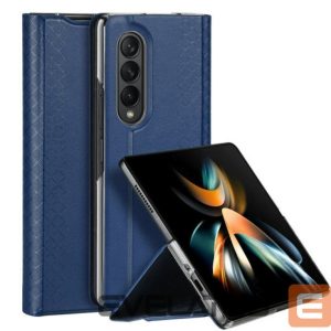 Back panel cover Dux Ducis Samsung Galaxy Z Fold4 Bril case with a flip wallet stand Dark Blue