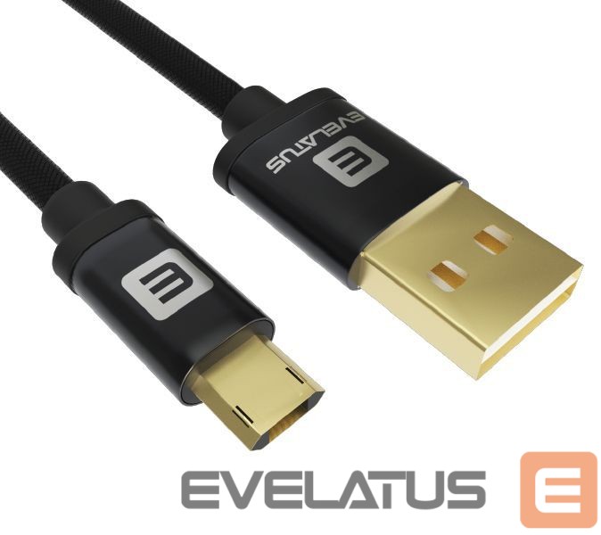 Cable Evelatus Data cable Micro USB EDC02 dual side gold plated connectors Black