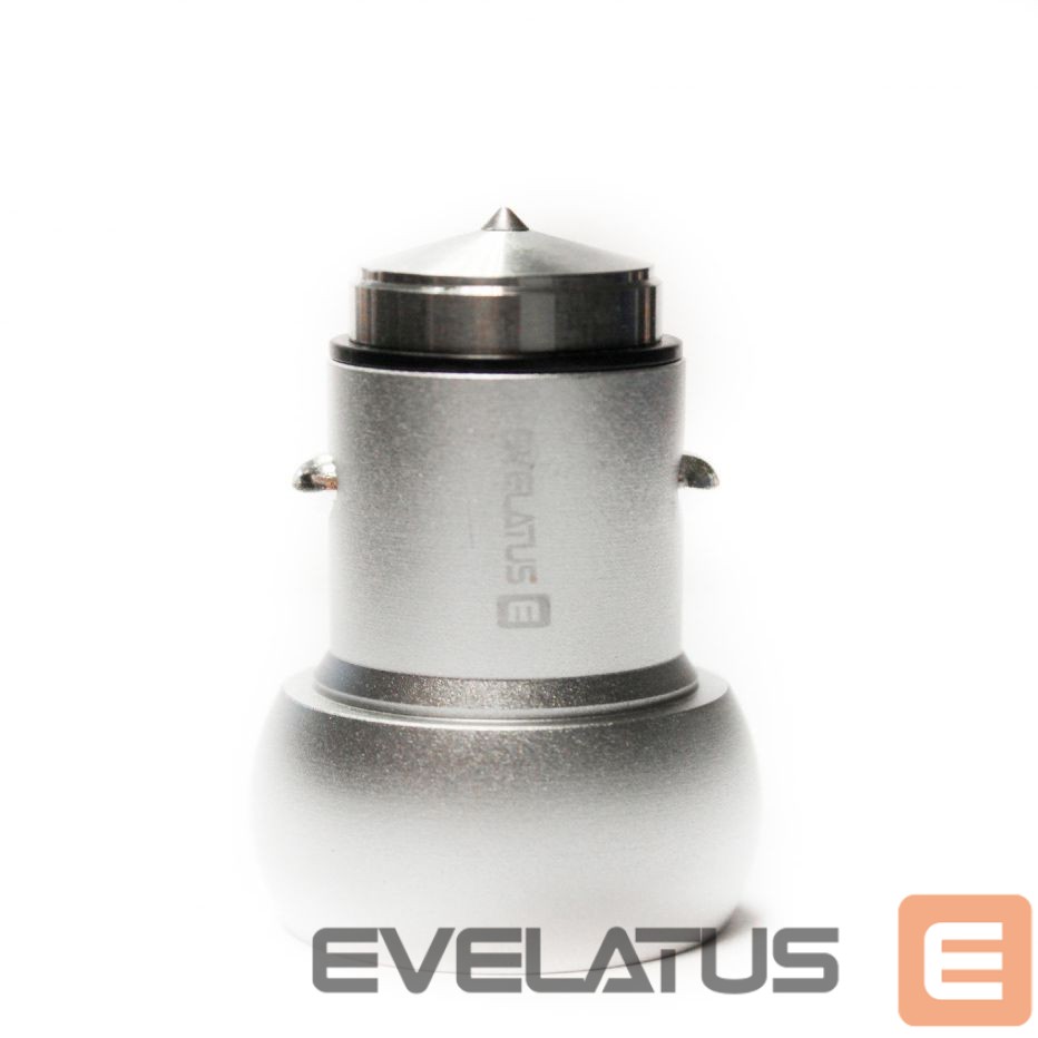 Auto charger Evelatus Universal Car Charger ECC01 2USB port 3.1A with stainless steel escape tool Silver