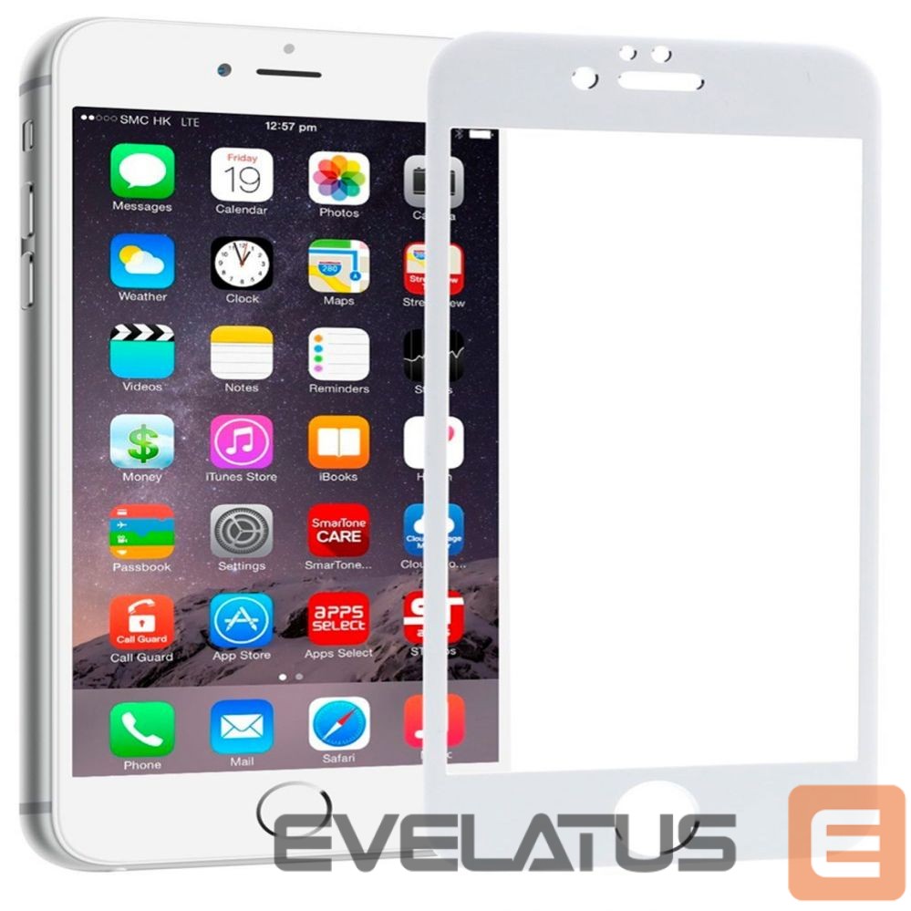 Protective glass Evelatus Apple iPhone 6/6s 2.5D Full Cover Japan Glue Glass Anti-Static White