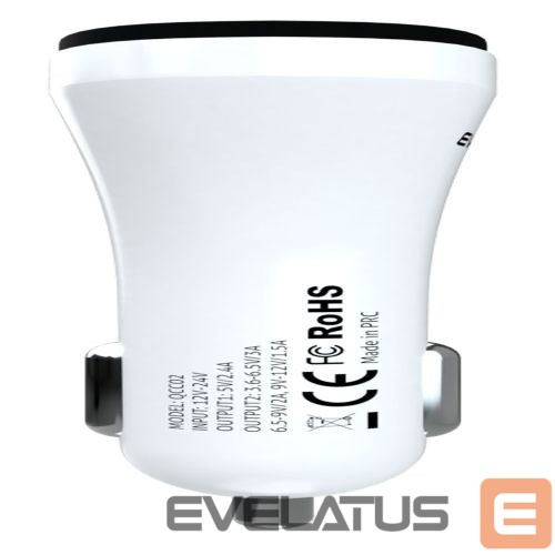 Auto charger Evelatus - Evelatus Quick Car Charger QCC02 White