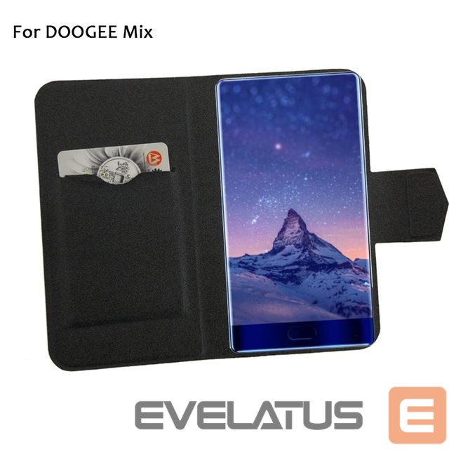 Book case Doogee MIX Flip cover + tempered glass Black