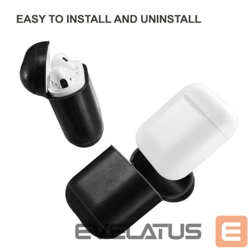 Back panel cover Evelatus Apple Airpods Leather Protective Case Black