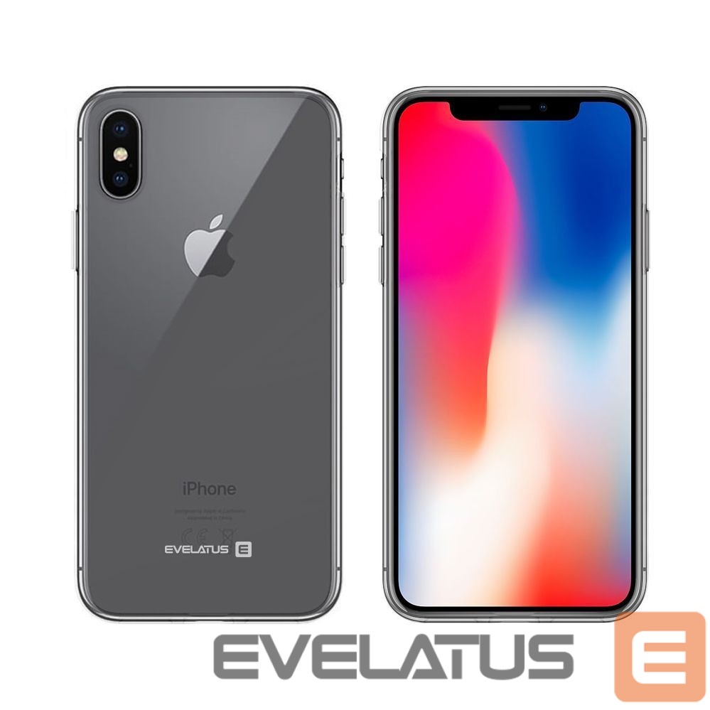 Back panel cover Evelatus Apple iPhone X Clear Silicone Case 1.5mm TPU Transparent