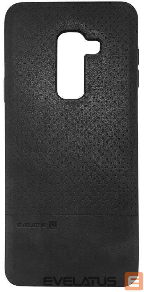 Back panel cover Evelatus Samsung A6 Plus 2018 TPU case 1 with metal plate (possible to use with magnet car holder) Black