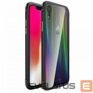 Back panel cover Luphie Apple iPhone XR Aurora Condom Aluminium Frame + TPU Case Black Clear