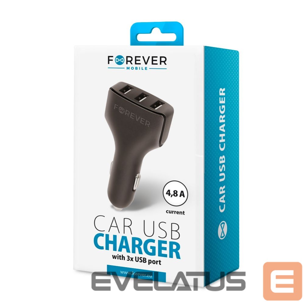 Auto charger Forever Universal Triple USB car charger CC-05 4.8A Black