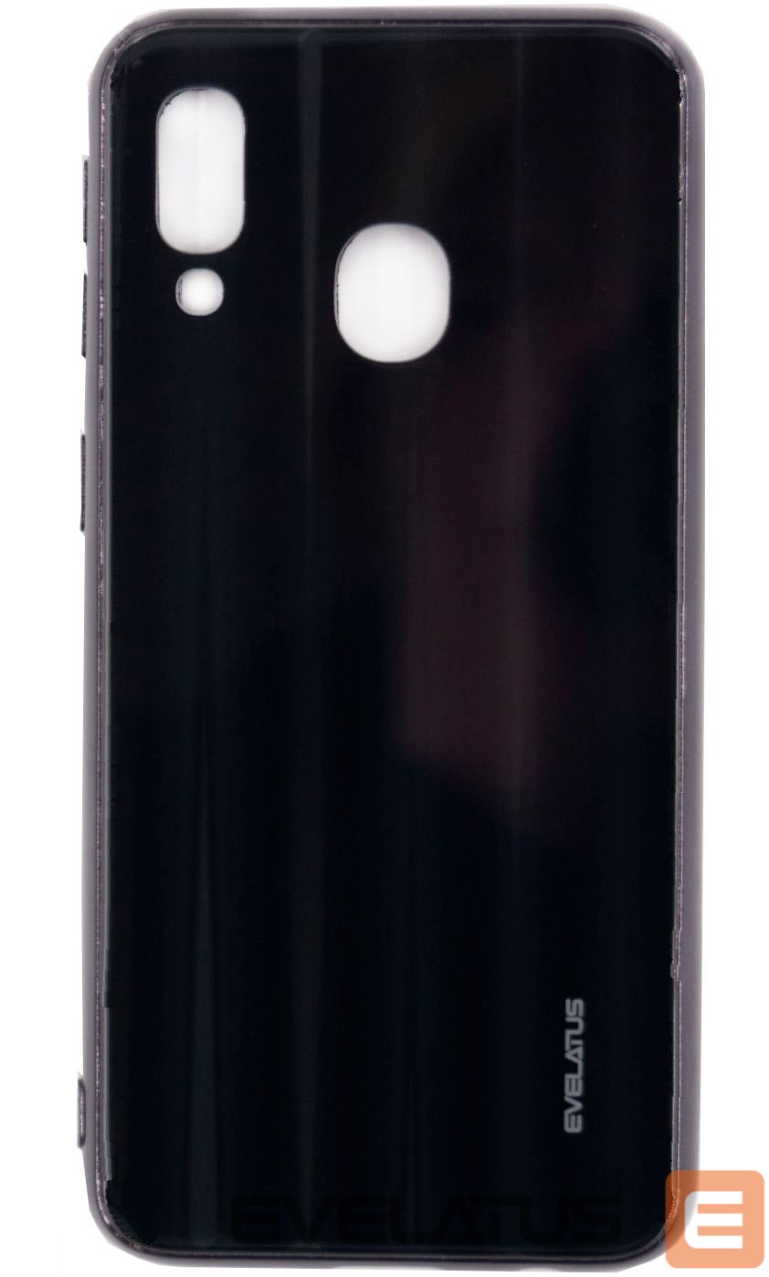 Back panel cover Evelatus Samsung A20e Water Ripple Full Color Electroplating Tempered Glass Black