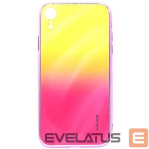 Back panel cover Evelatus Apple iPhone XR Water Ripple Gradient Color Anti-Explosion Tempered Glass Case Gradient Yellow-Pink