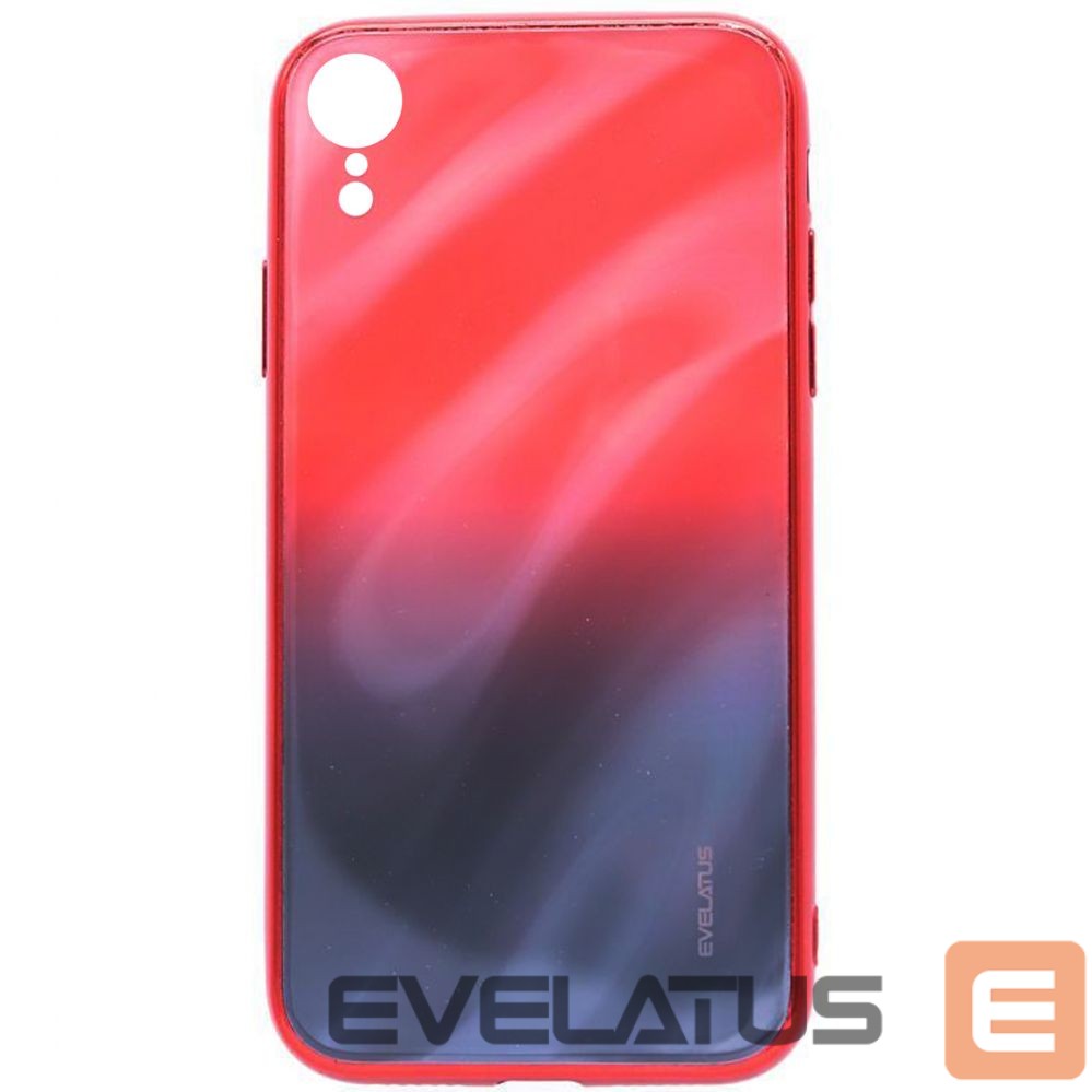 Back panel cover Evelatus Apple iPhone XR Water Ripple Gradient Color Anti-Explosion Tempered Glass Case Gradient Red-Black