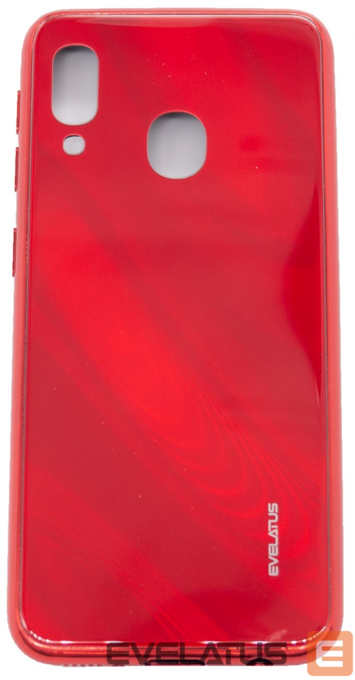 Back panel cover Evelatus Samsung Galaxy A20e Water Ripple Full Color Electroplating Tempered Glass Red