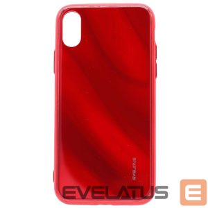 Back panel cover Evelatus Apple iPhone X/XS Water Ripple Full Color Electroplating Tempered Glass Case Red