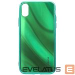 Back panel cover Evelatus Apple iPhone X/XS Water Ripple Full Color Electroplating Tempered Glass Case Green