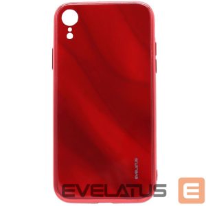 Back panel cover Evelatus Apple iPhone XR Water Ripple Full Color Electroplating Tempered Glass Case Red