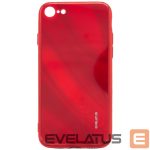 Back panel cover Evelatus Apple iPhone 7/8/SE2020/SE2022 Water Ripple Full Color Electroplating Tempered Glass Case Red