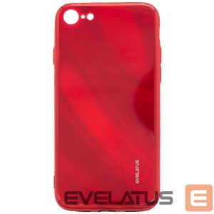 Back panel cover Evelatus Apple iPhone 7/8/SE2020/SE2022 Water Ripple Full Color Electroplating Tempered Glass Case Red
