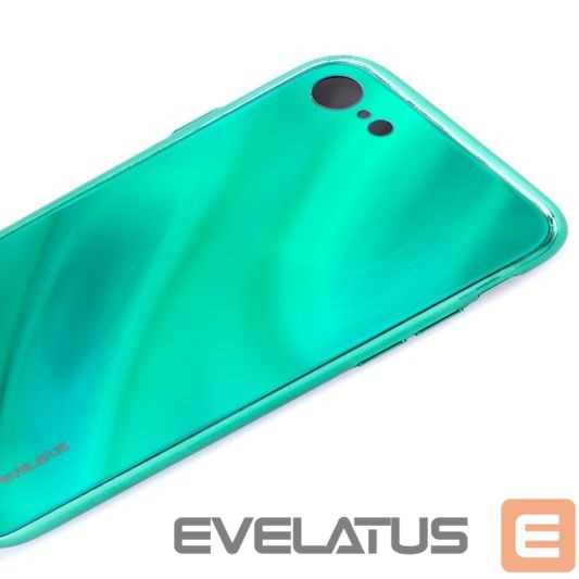Back panel cover Evelatus Apple iPhone 7/8 Water Ripple Full Color Electroplating Tempered Glass Green