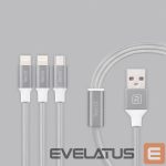 Cable Recci Universal Delicate RCS-H120 3 in 1 Micro USB + 2 x Lightning Fast Charging 1,2 m Grey