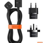 Adapter Baseus Universal PowerCombo cable / extension cord with mini power strip 1m black (EU and UK power adapter Black
