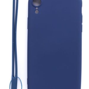 Back panel cover Evelatus Apple iPhone XR Soft Touch Silicone Case with Strap Dark Blue
