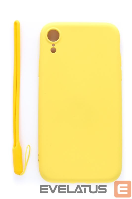 Back panel cover Evelatus Apple iPhone XR Soft Touch Silicone Case with Strap Yellow