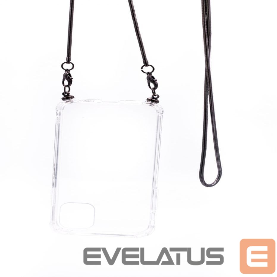 Back panel cover Evelatus Apple iPhone 11 Pro Silicone Transparent with Necklace TPU Strap Space Gray
