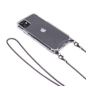 Back panel cover Evelatus Apple iPhone 11 Pro Silicone Transparent with Necklace TPU Strap Space Gray