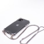 Back panel cover Evelatus Apple iPhone 11 Pro Silicone Transparent with Necklace TPU Strap Silver