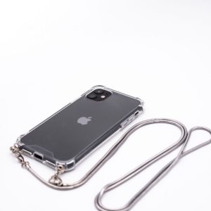 Back panel cover Evelatus Apple iPhone 11 Pro Silicone Transparent with Necklace TPU Strap Silver