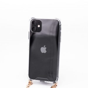 Back panel cover Evelatus Apple iPhone 11 Pro Silicone Transparent with Necklace TPU Strap Gold