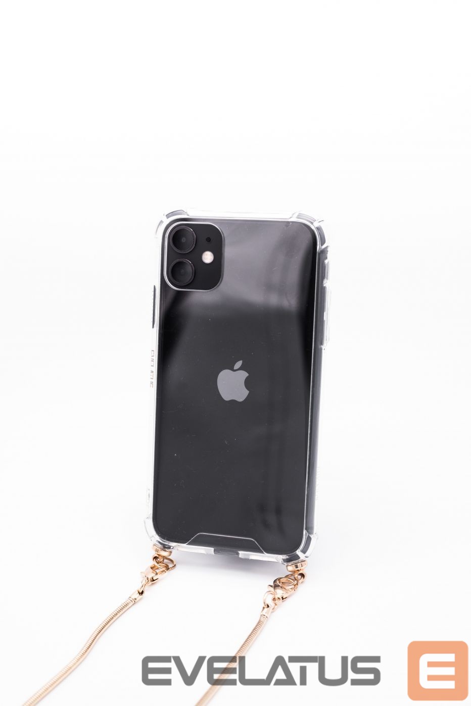 Back panel cover Evelatus Apple iPhone 11 Pro Silicone Transparent with Necklace TPU Strap Gold