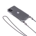 Back panel cover Evelatus Apple iPhone 11 Pro Max Silicone Transparent with Necklace TPU Strap Space Gray
