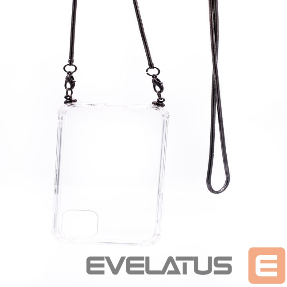 Back panel cover Evelatus Apple iPhone XS Max Silicone Transparent with Necklace TPU Strap Space Gray