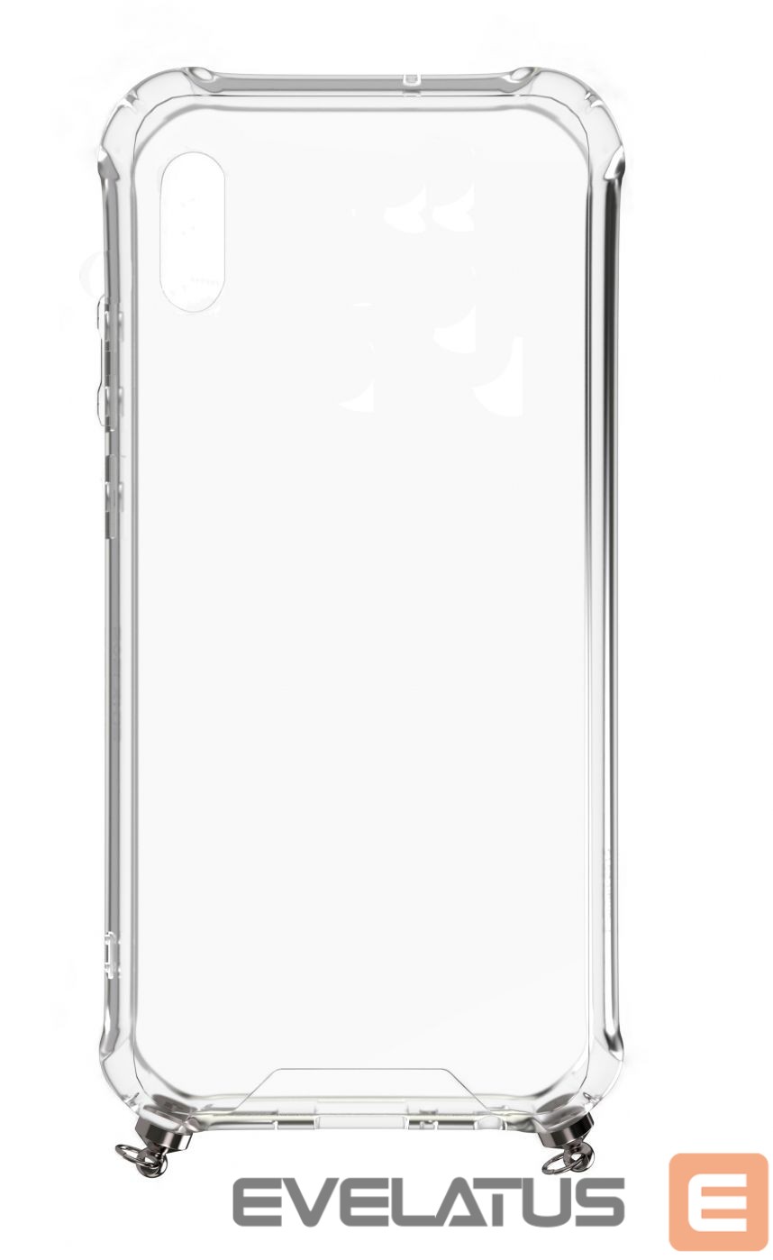Back panel cover Evelatus Apple iPhone XS Max Silicone Transparent with Necklace TPU Strap Space Gray