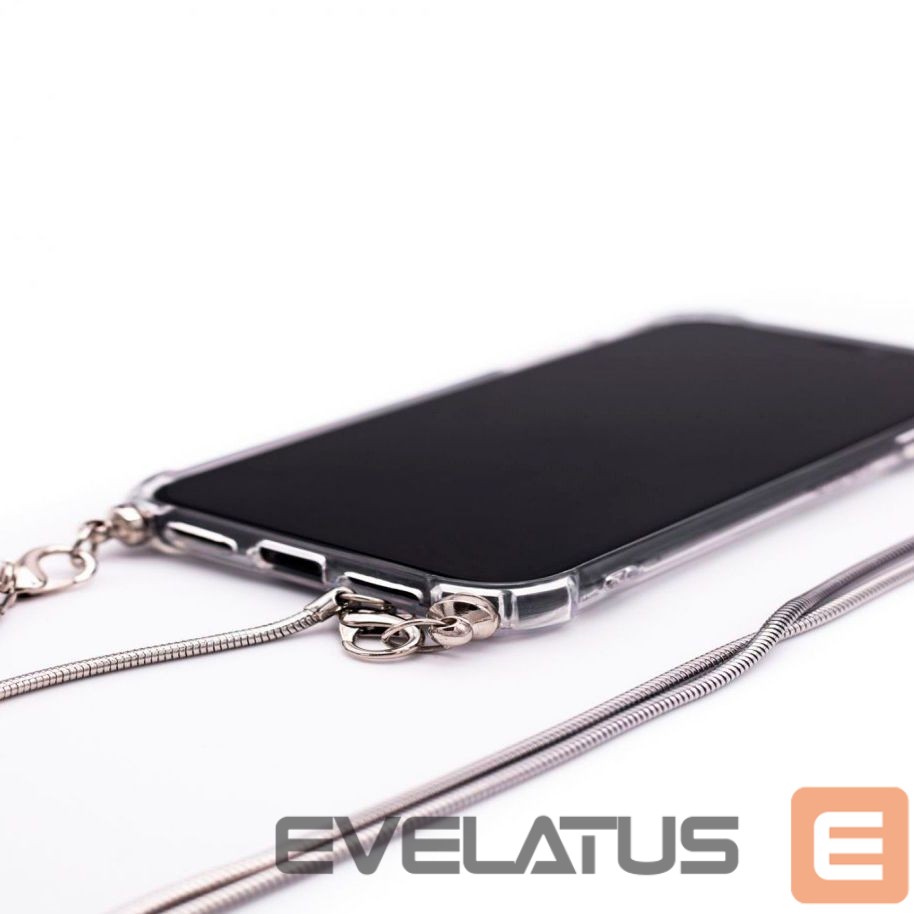 Back panel cover Evelatus Xiaomi Note 8 Pro Silicone Transparent with Necklace TPU Strap Silver