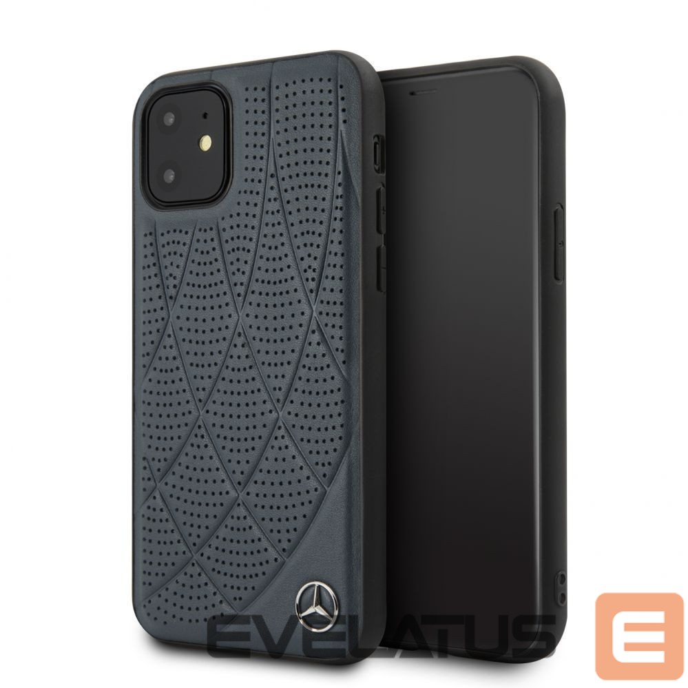 Back panel cover Mercedes-Benz Apple iPhone 11 Quilted Genuine Leather Blue