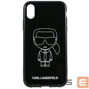 Back panel cover Karl Lagerfeld  iPhone XR PC/TPU Glitter Ikonik White Outline Black