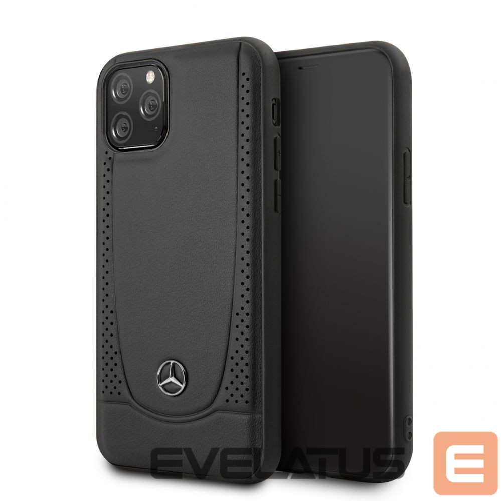 Back panel cover Mercedes-Benz Apple iPhone 11 Pro Leather Hardcase Perforation Black