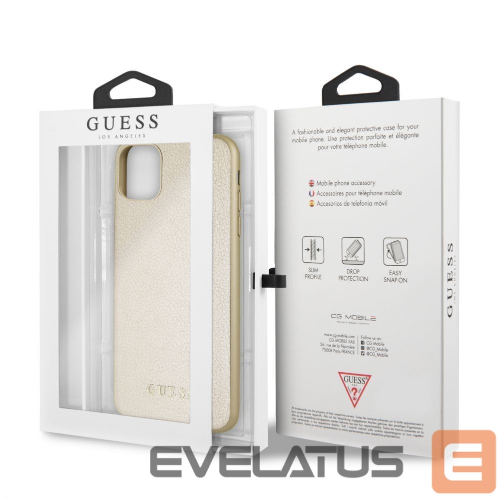 Back panel cover Guess Apple iPhone 11 Pro Max Iridescent PU Hard Case Gold